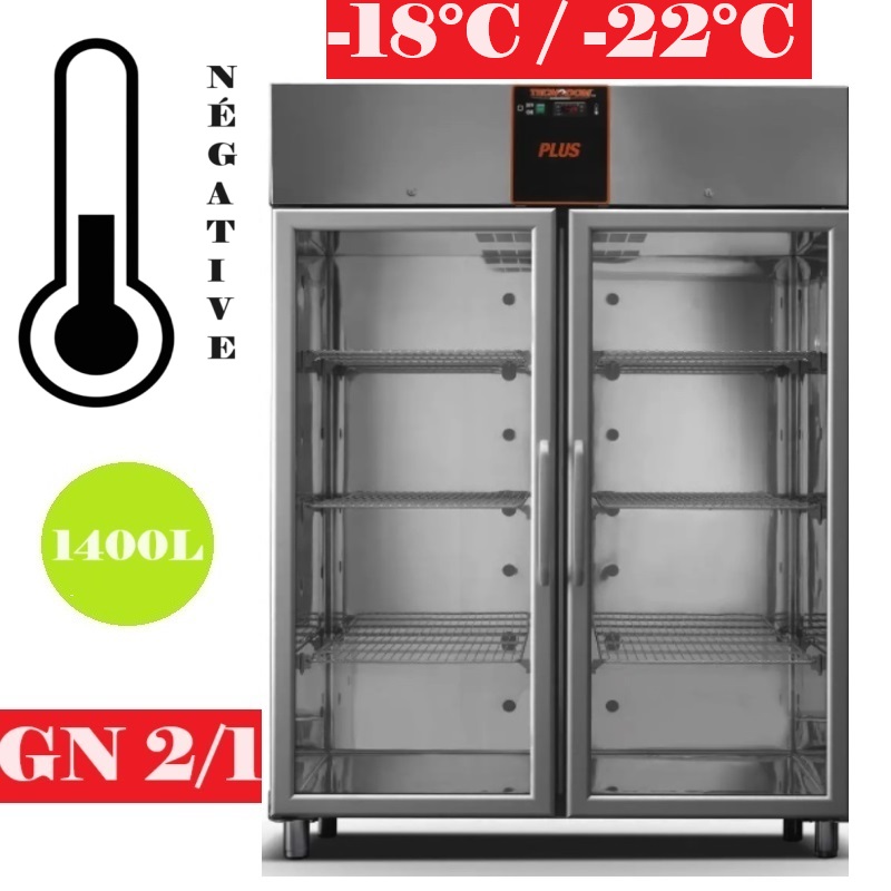 Armoire réfrigérée vitrée négative GN 2/1 - 1400L