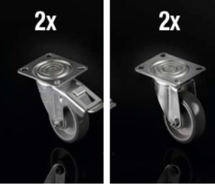 4 ROUES (2 AVEC FREIN + 2 SANS FREIN )