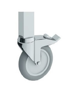 4 roues de Ø 125 mm, dont 2 avec frein