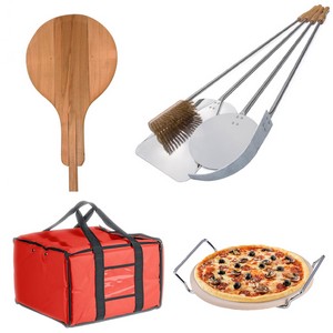 Accessoire de cuisine GI.Metal Accessoires à pizza - 9 pièces - 2 pelles à  pizza - Aluminium / bois / laiton / inox