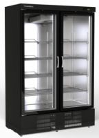 Armoire gourmet 2 portes vitrées négative extérieur noir intérieur inox