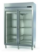 Armoire GN2/1 côtés emboutis négative 2 portes vitrées 1404 L