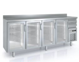 Arrière bar 4 portes vitrées et 2 tiroirs neutres 684 L