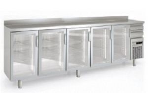 Arrière bar 5 portes vitrées et 2 tiroirs neutres 863 L