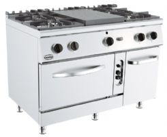 BASE 700 CUISINIERE PLAQUES COUP DE FEU 4 BR. AVEC FOUR GAZ