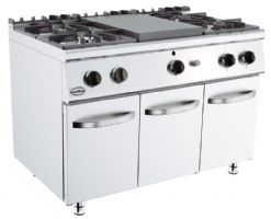 BASE 700 CUISINIERE PLAQUES COUP DE FEU GAZ 4 BR.