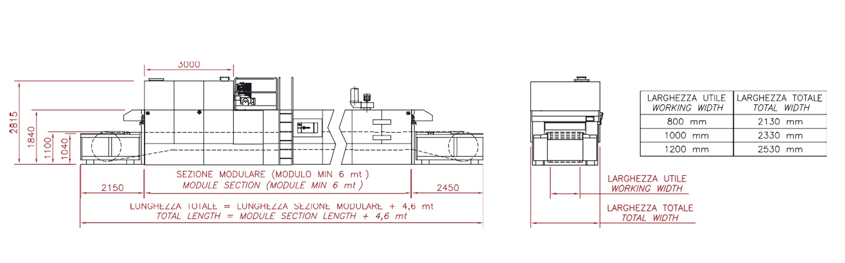 Convoyeur à bande en acier - Largeur 1000 mm