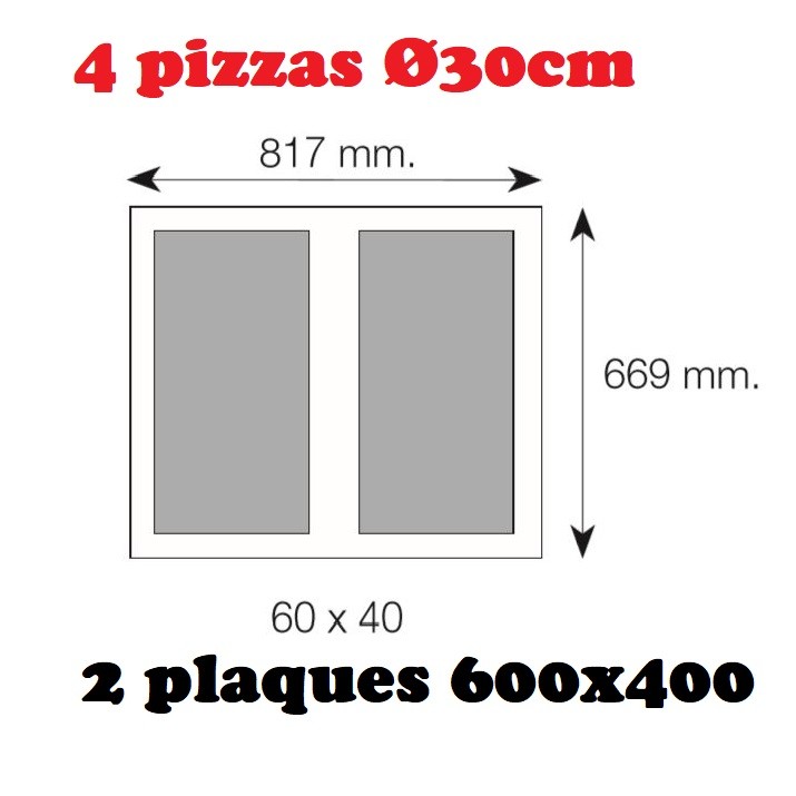 Four à pizza élèctrique 4 pizza 2 plaques 600x400