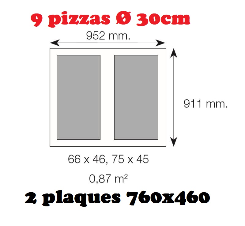 Four à pizza élèctrique 9 pizzas 2 plaques