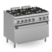 Fourneau a gaz 6 x 7 kw feux sur grand four gaz