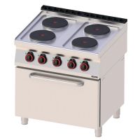 Fourneau électrique 4 feux avec four électrique ventilé GN 1/1 80