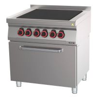 Fourneau électrique 4 plaques coup de feu avec four électrique statique GN 2/1 80