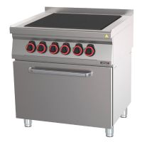 Fourneau électrique 4 plaques coup de feu avec four électrique ventilé GN 1/1 80