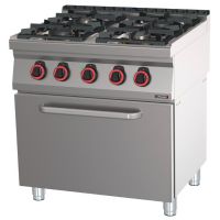 Fourneau gaz 4 feux avec four électrique ventilé GN 1/1 HP 80