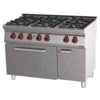 Fourneau gaz 6 feux avec four à gaz GN 2/1 120