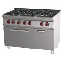 Fourneau gaz 6 feux avec four à gaz GN 2/1 HP 120