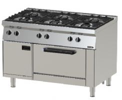 FOURNEAU GAZ 6 FEUX  AVEC FOUR GN2/1