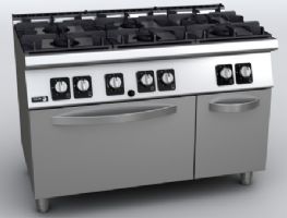 Fourneau gaz 6 feux avec four statique