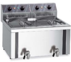 Friteuse electrique avec robinet de vidange 2x12L