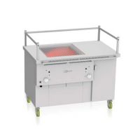 Gril à gaz professionnel avec hotte inox intégrée