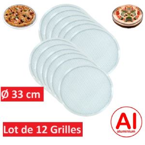 Lot de 12 grilles à pizza Ø 330 mm en aluminium