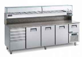 Meuble a pizza 3 portes et un caisson 5 tiroirs