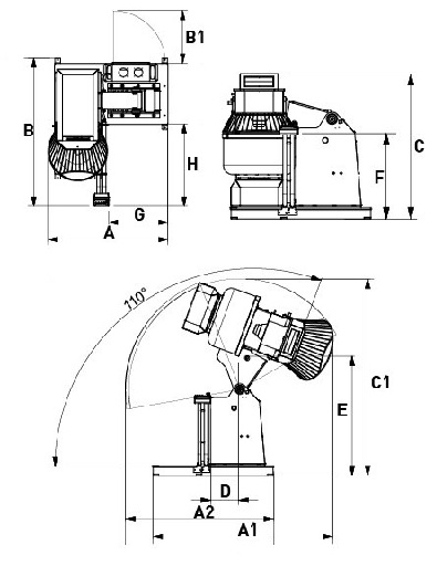 Pétrin Spiral  auto-basculant 230V 100kg farine