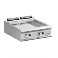 Plaque 2 zones 1/3 rainurée chromée gaz à poser