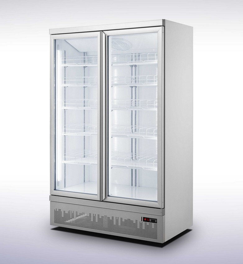 Réfrigérateur 2 portes en verre 1000L avec roues