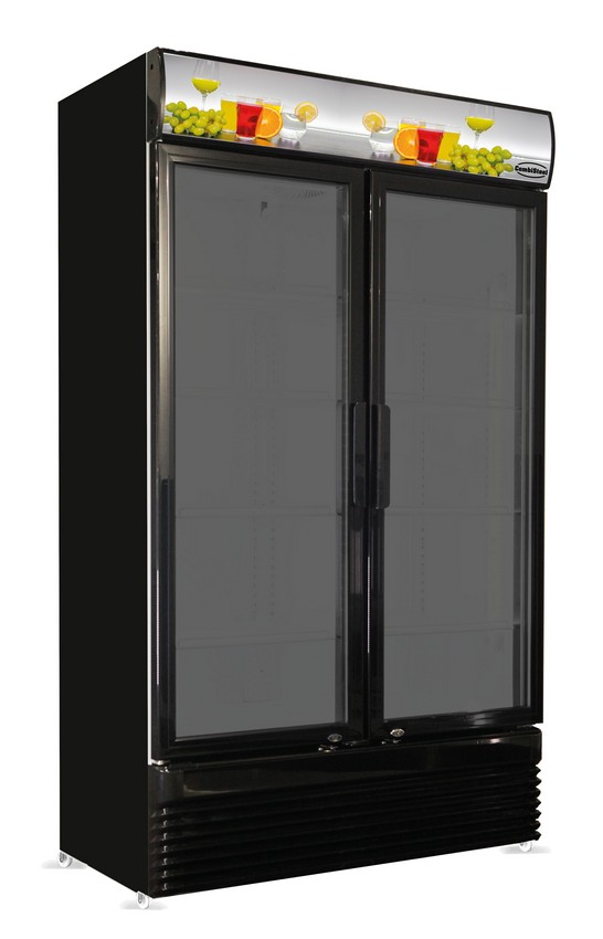 Réfrigérateur 2 portes en verre 780L int+ext noir