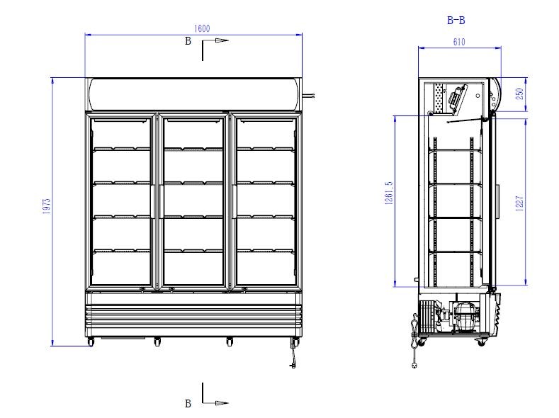 Réfrigérateur 3 portes en verre 1065L
