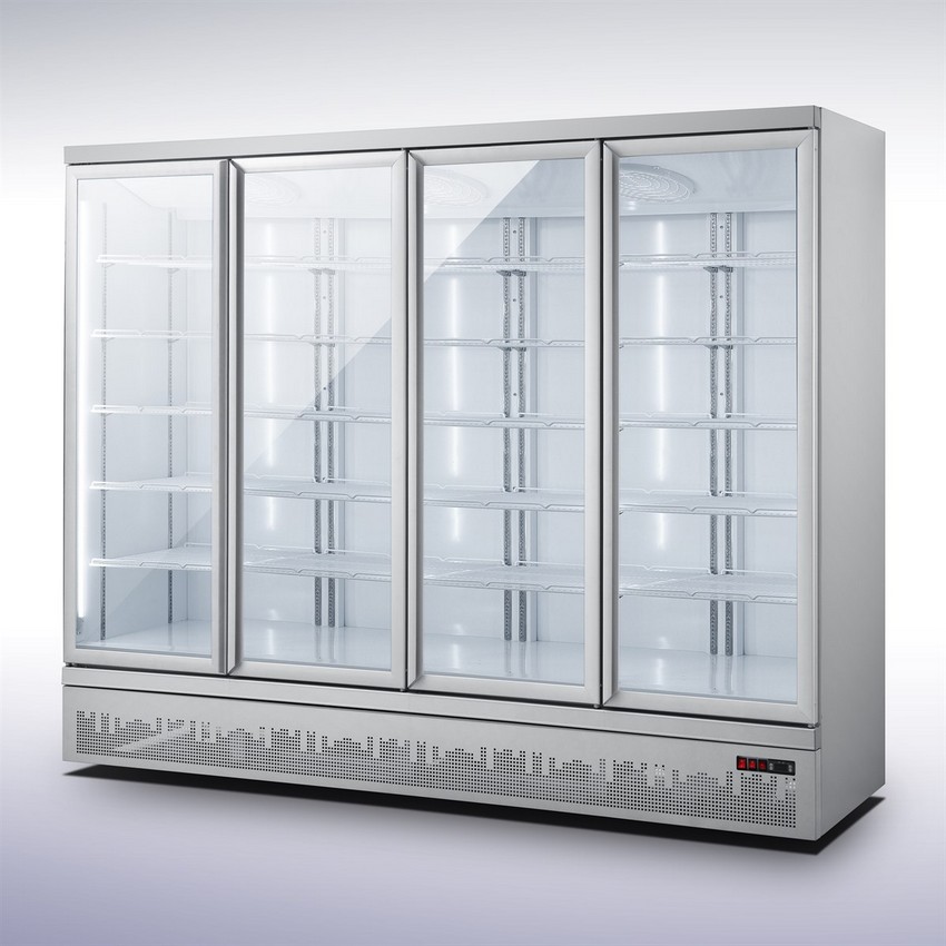 Réfrigérateur 4 portes en verre 2025L avec roues
