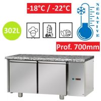 Table congélateur INOX 2 portes GN 1/1 plan en Granit - sans Groupe