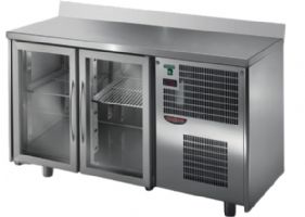 Table réfrigérée 2 portes vitrées avec dosseret