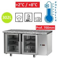 Table réfrigérée 2 portes vitrées GN 1/1 Prof. 700 Surface Granit