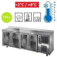 Table réfrigérée 4 portes vitrées avec dosseret