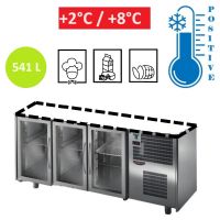 Table réfrigérée INOX 3 portes vitrées sans Plan de travail