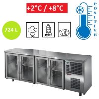 Table réfrigérée INOX 4 portes vitrées 335x460mm