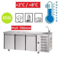 Table réfrigérée positive INOX 3 portes GN 1/1 avec évier